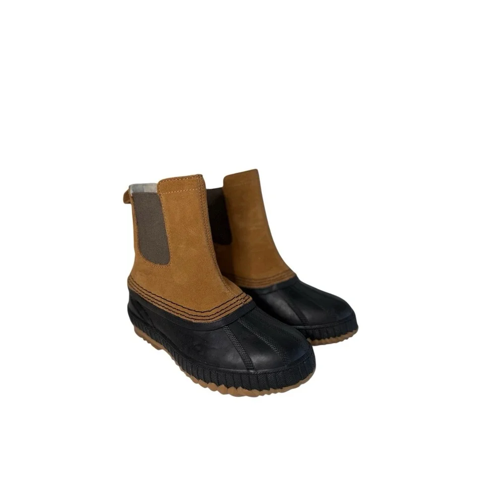 Sorel Ankle Suede Leather Waterproof Rubber SlipOn Duck Boots Youth Sz 1Y No Box